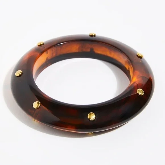 Irregular// Free People Resin Gold Stud Bangle Bracelet - Picture 2 of 8
